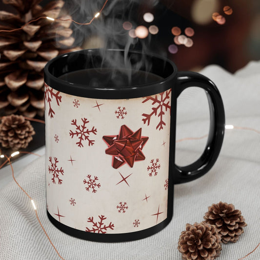 Vintage Style Christmas Wrapping Paper Snowflake Coffee Cup Mug