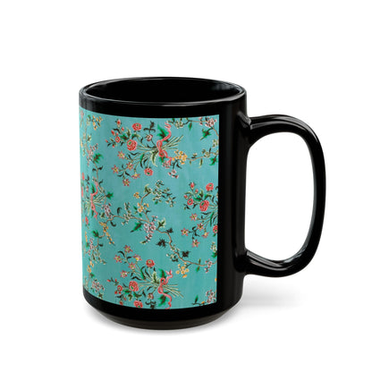 Chinese Painted Silk Print Coffee Cup Mug