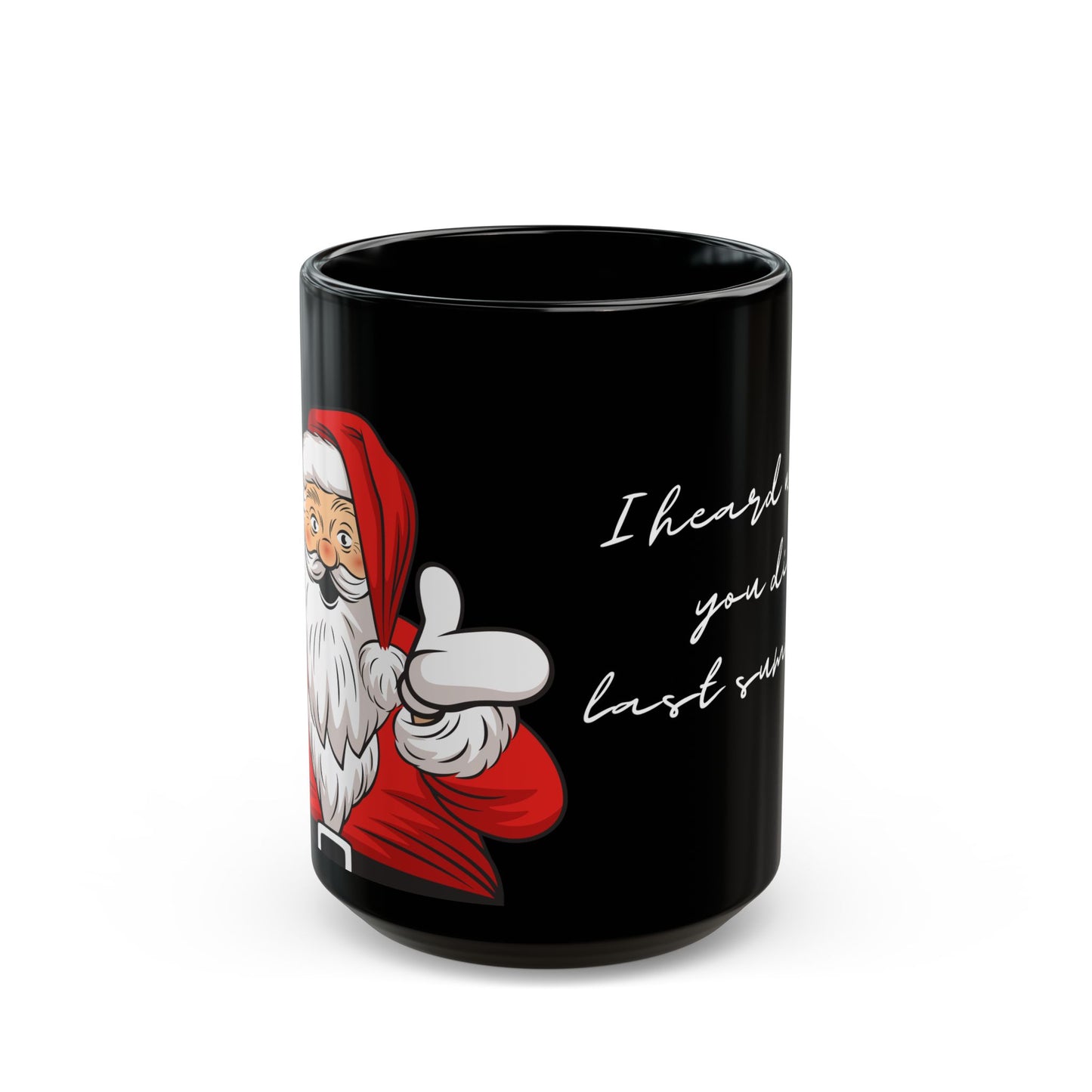 I Heard What You Did Last Summer Surprised Santa Christmas Coffee Cup Mug