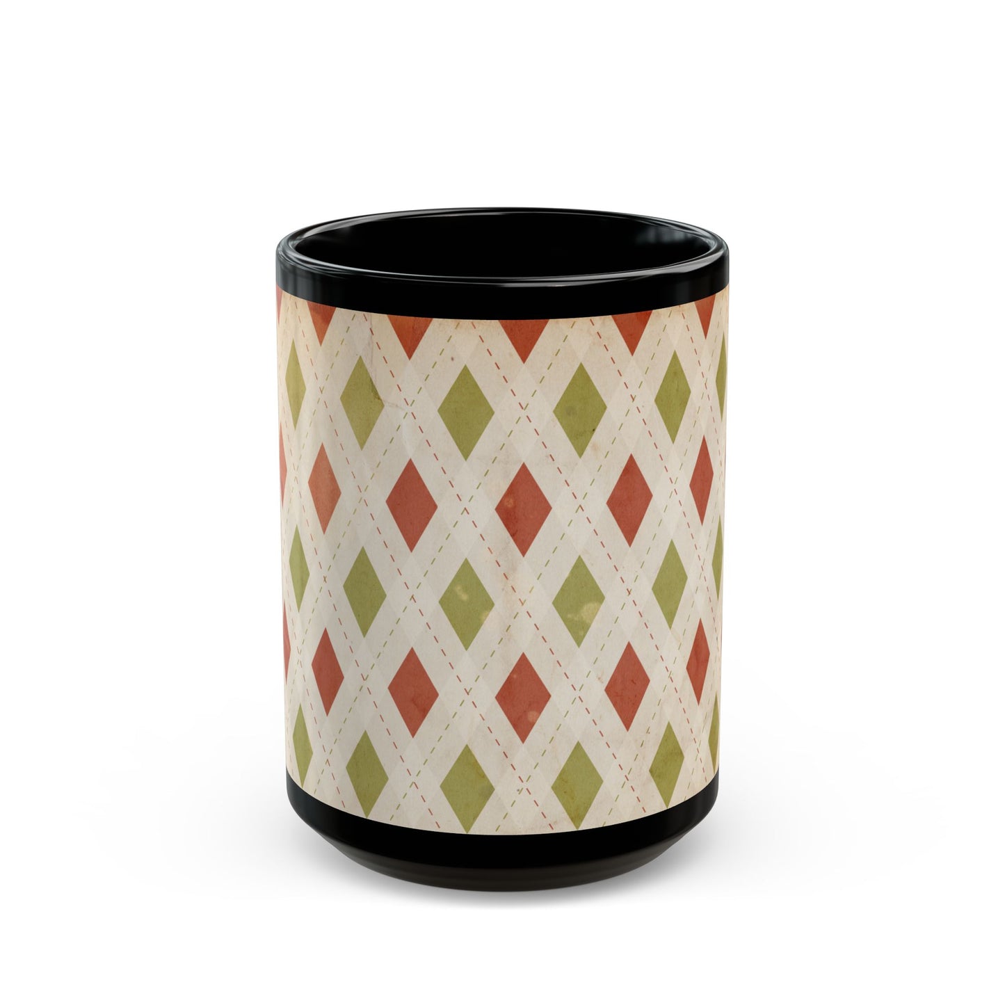 Vintage Style Christmas Wrapping Paper Diamond Coffee Cup Mug