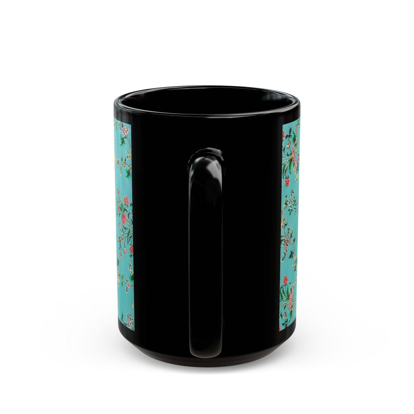 Chinese Painted Silk Print Coffee Cup Mug