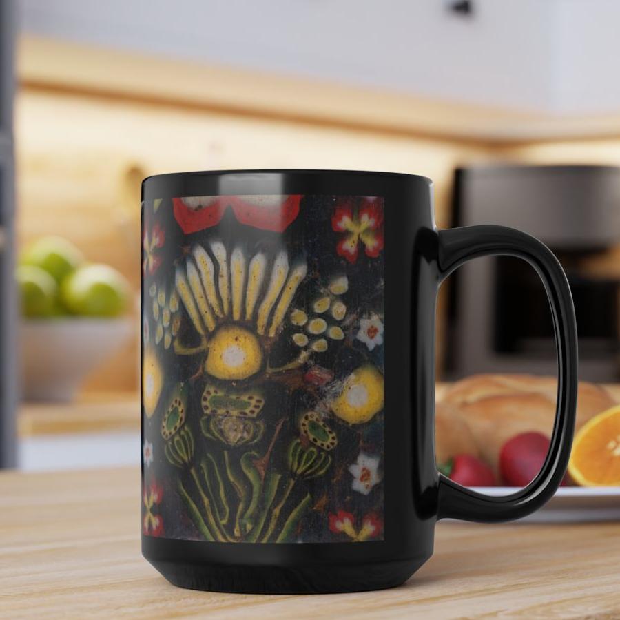 Roman Floral Plaque Print Coffee Cup Mug