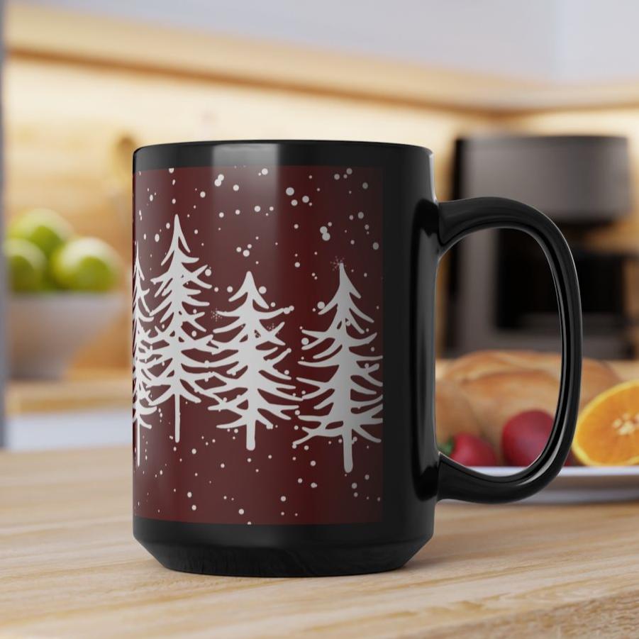 Snowy Winter Christmas Trees Coffee Cup Mug