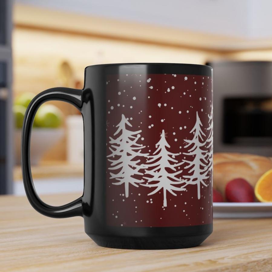 Snowy Winter Christmas Trees Coffee Cup Mug