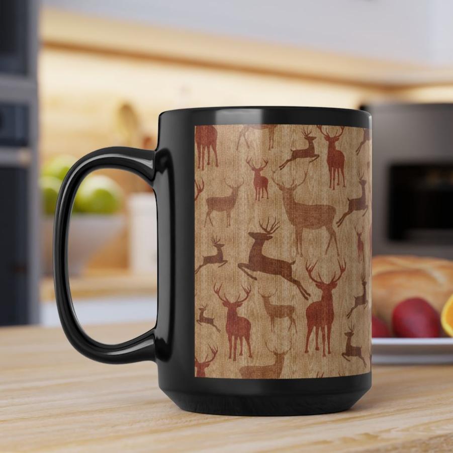 Vintage Style Deer Christmas Coffee Cup Mug