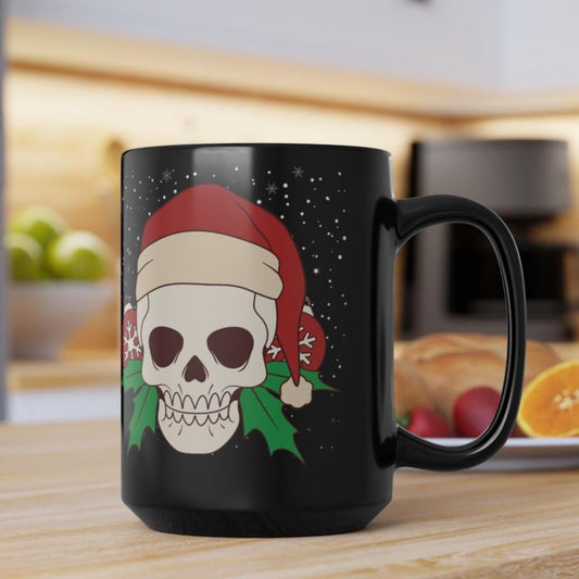 Holly Santa Skull Christmas Coffee Cup Mug