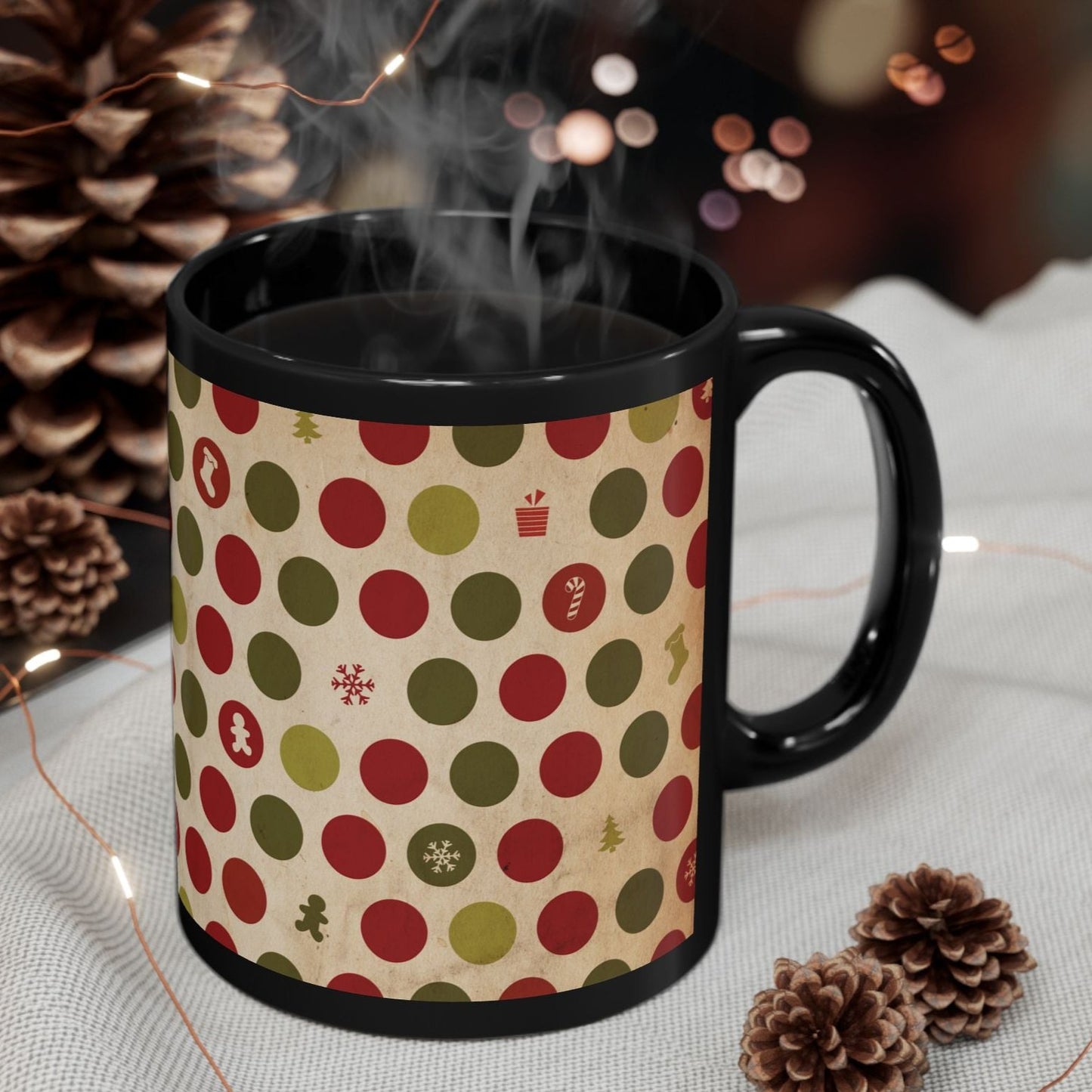 Vintage Style Christmas Wrapping Paper Coffee Cup Mug