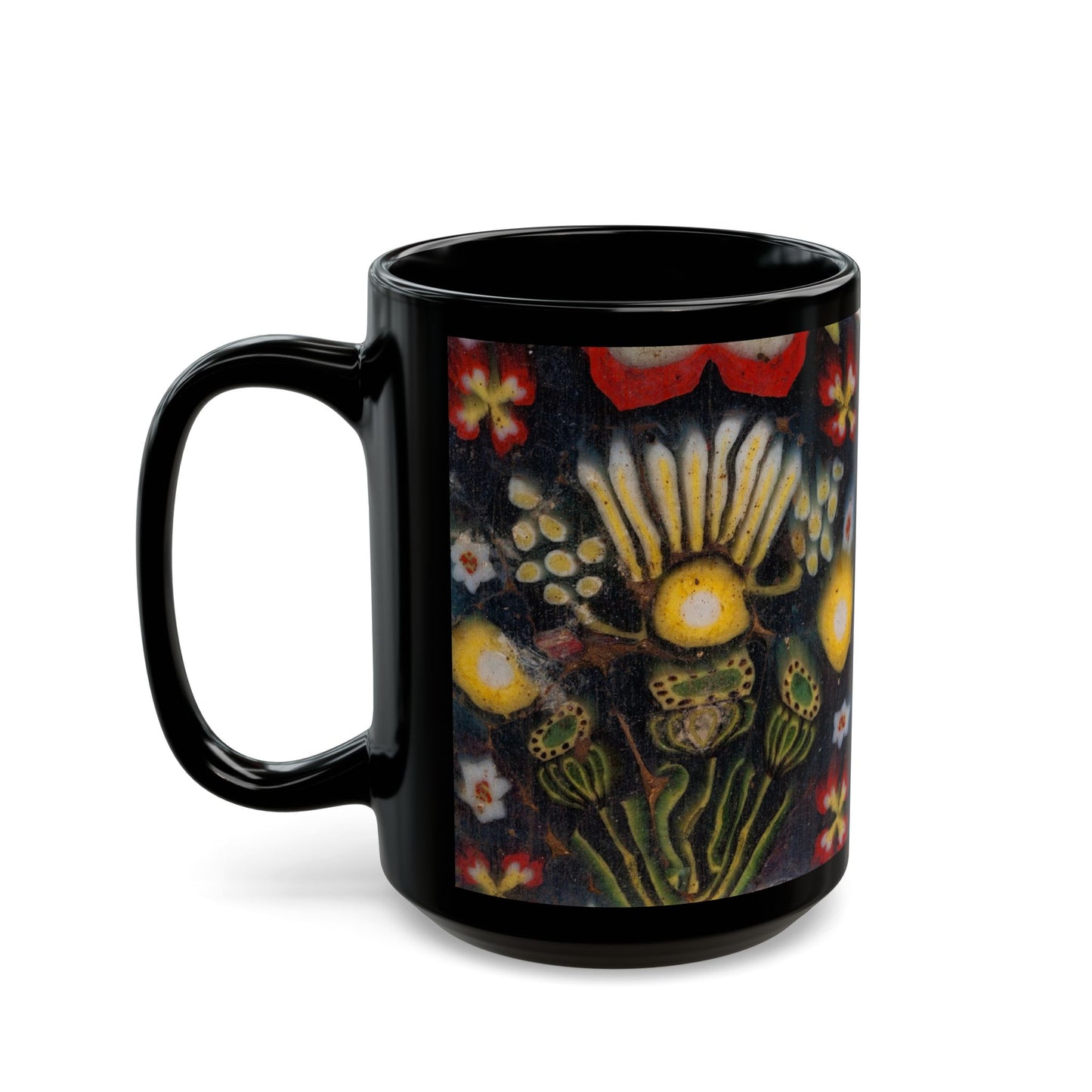 Roman Floral Plaque Print Coffee Cup Mug