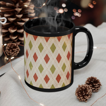 Vintage Style Christmas Wrapping Paper Diamond Coffee Cup Mug