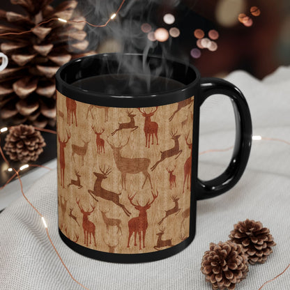 Vintage Style Deer Christmas Coffee Cup Mug