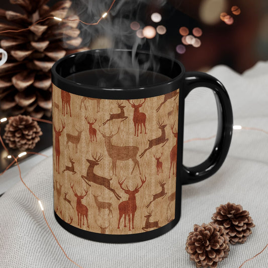 Vintage Style Deer Christmas Coffee Cup Mug