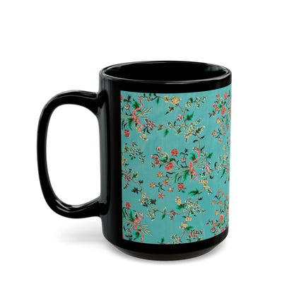 Chinese Painted Silk Print Coffee Cup Mug