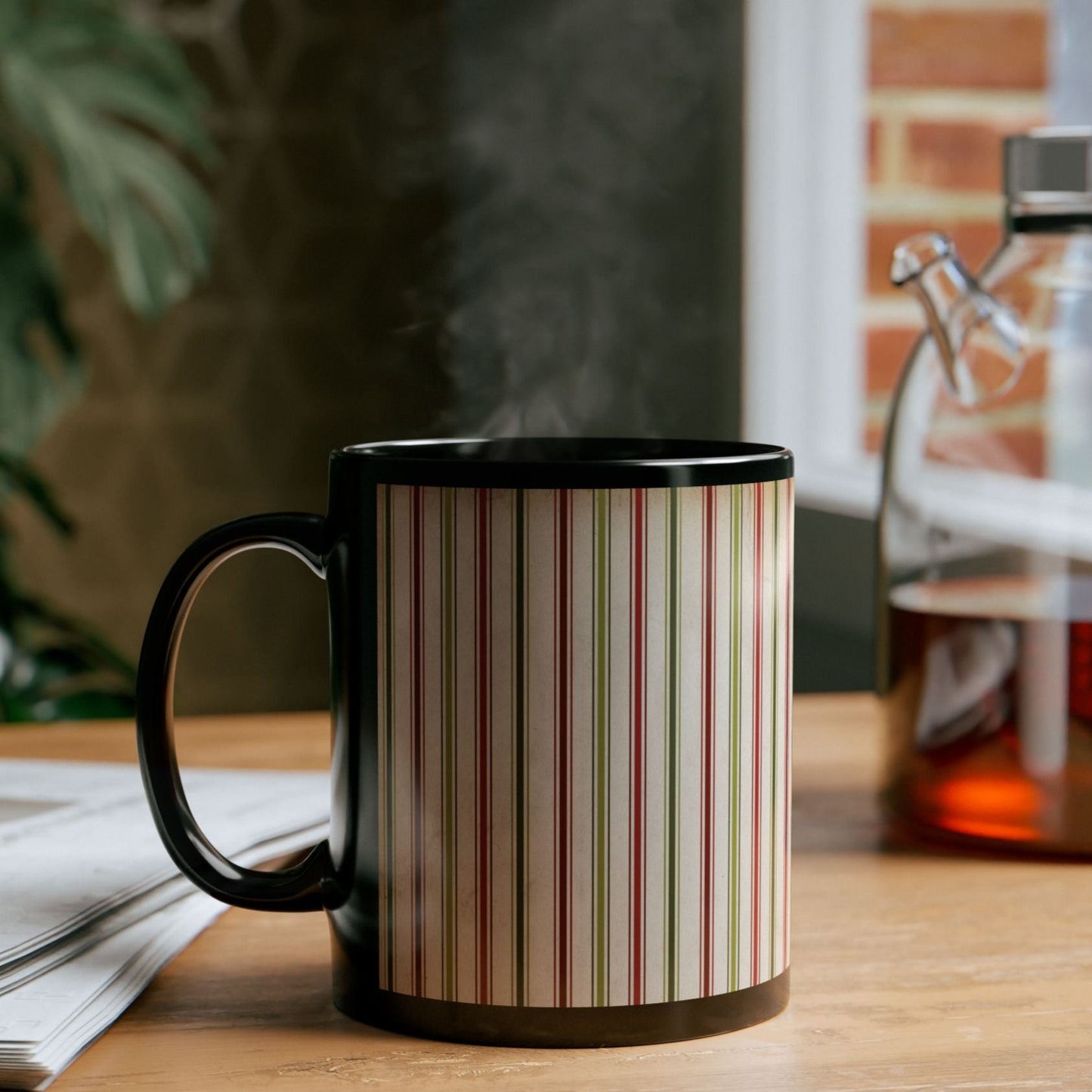 Vintage Style Christmas Wrapping Paper Stripes Coffee Cup Mug