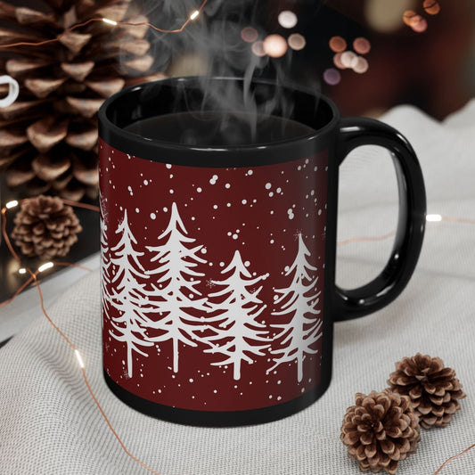 Snowy Winter Christmas Trees Coffee Cup Mug