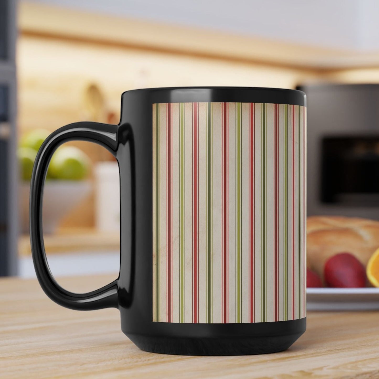 Vintage Style Christmas Wrapping Paper Stripes Coffee Cup Mug