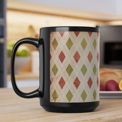 Vintage Style Christmas Wrapping Paper Diamond Coffee Cup Mug