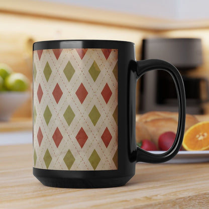 Vintage Style Christmas Wrapping Paper Diamond Coffee Cup Mug