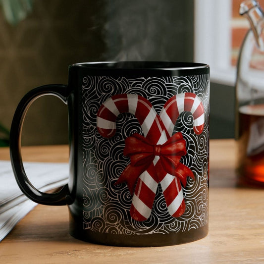 Vintage Style Candy Cane Christmas Coffee Cup Mug