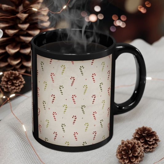 Vintage Style Candy Cane Christmas Coffee Cup Mug