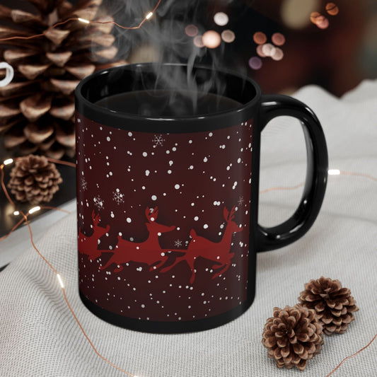 Vintage Style Santa Sleigh Christmas Coffee Cup Mug